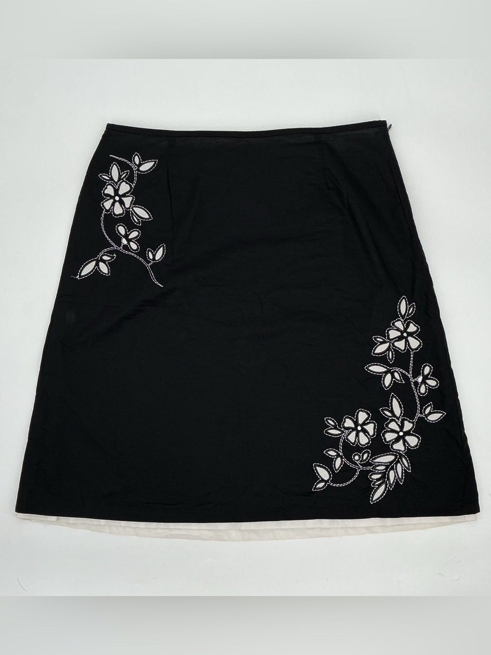 Black Floral Embroidered Fairy A-Line Skirt